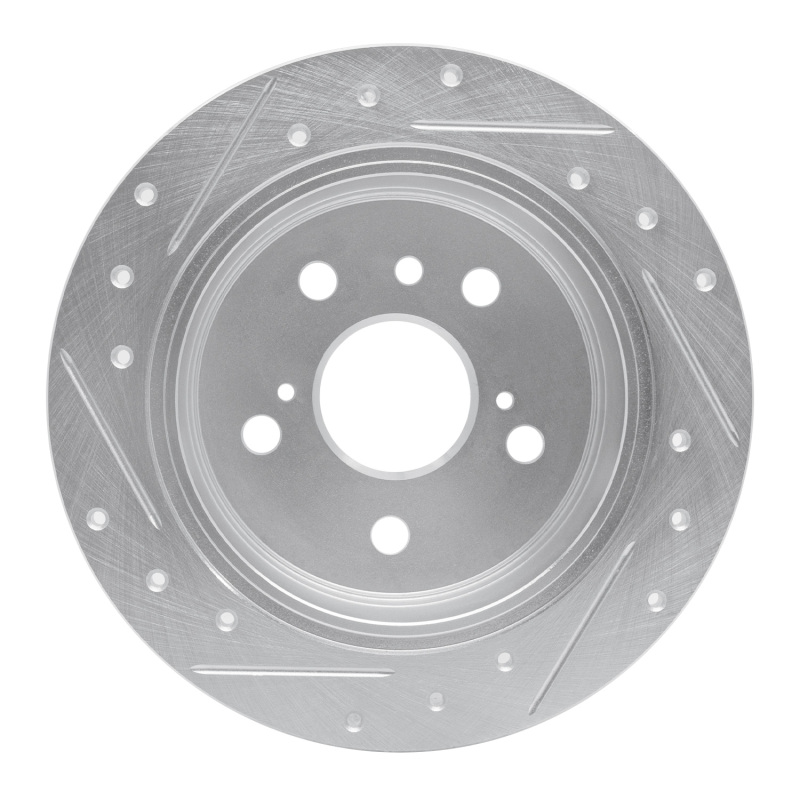 Lexus ES330 Brake Rotor (1) - Rear Right - R1 Concepts - Drilled & Slotted - Silver - `02-`08